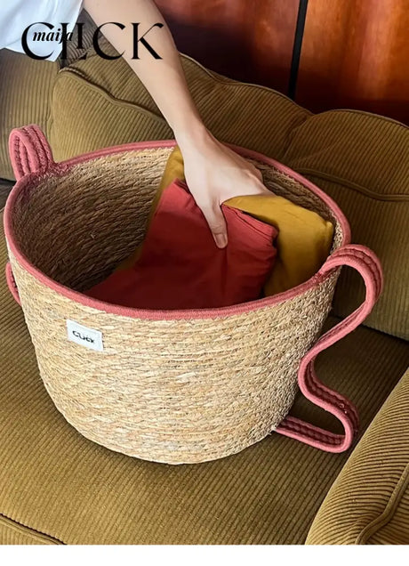 CLICK Handwoven Straw Storage Bucket Toy Basket from HOBBYTREE