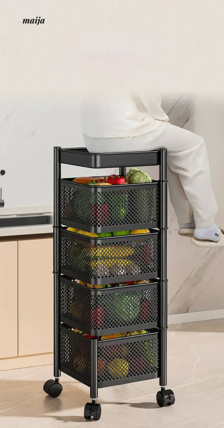 Kitchen Rotating Multifunctional Storage Trolley from maija