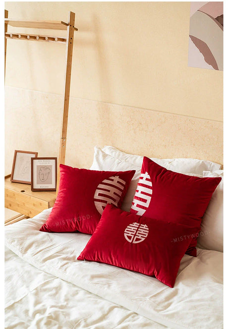 MISTYWOOD Festive Red Wedding Pillow for Living Room from MISTYWOOD