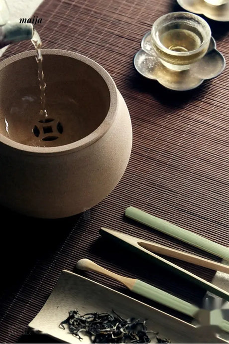 JOTO Handmade Rough Pottery Tea Washing Bowl Set from JOTO
