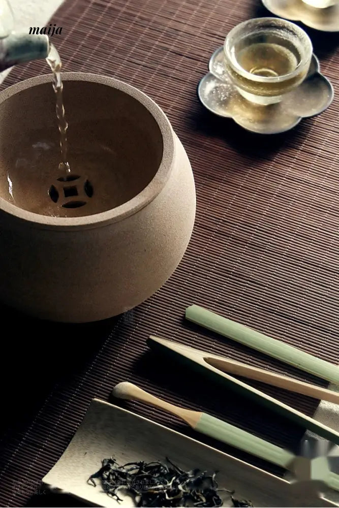JOTO Handmade Rough Pottery Tea Washing Bowl Set from JOTO