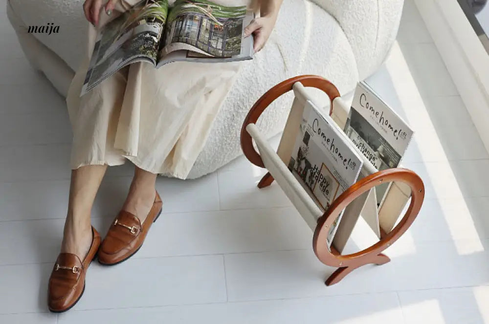 Retro Cherry Wood Magazine Rack from maija