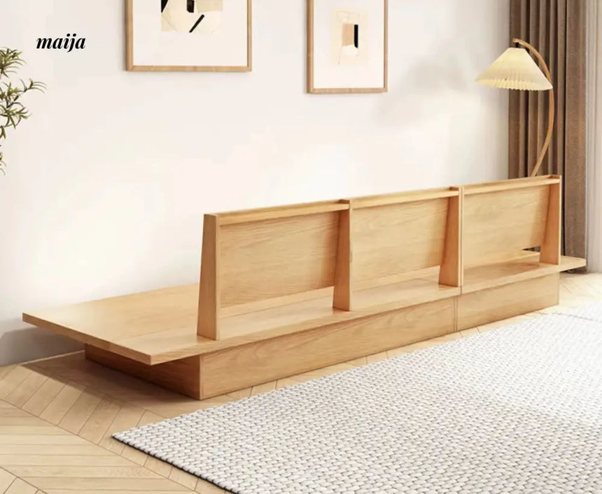Japanese Style Solid Wood Modular Sofa with Storage from maija