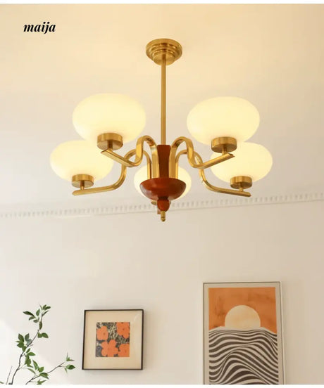 NANCY Teak Chandelier Modern Retro Glass Design from NANCY
