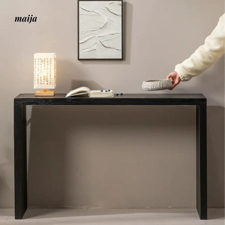 Simple Black Solid Wood Console Table from maija