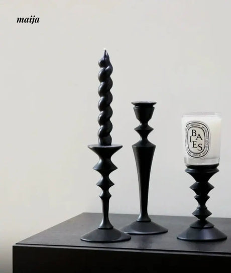 COLOURHUNTER Genuine Black Retro Candle Holder from maija