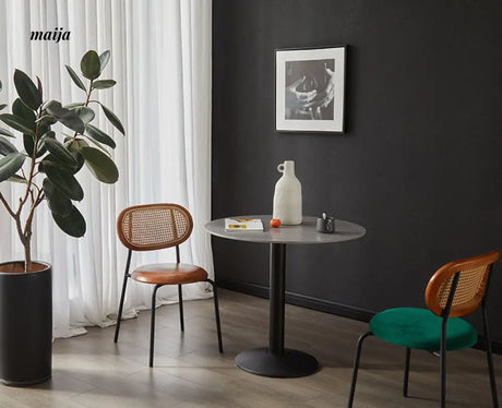 Evie Leather Rattan Dining Chair from Ouqi