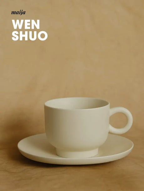 WENSHUO Cream Ceramic Coffee Set from WENSHUO