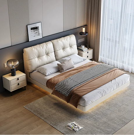 DIPU Maisie Cream Skin Leather Bed from DIPU