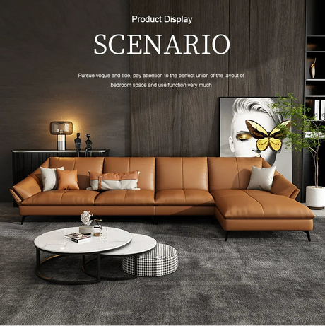 DIPU Harper Minimalist Leather Scandinavian Sofa from DIPU