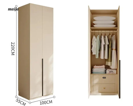 MEIHOUSE Cream Bedroom Wardrobe Flat Door Storage Cabinet from MEIHOUSE