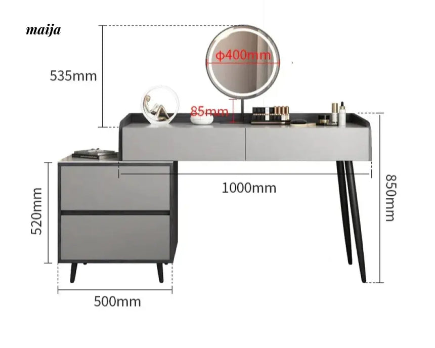 MEIHOUSE Telescopic Scandinavian Dressing Table Modern Bedroom Storage from MEIHOUSE