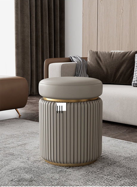 APARTMENT NO.7 Evelyn Chic Leather Round Stool from APARTMENT NO.7