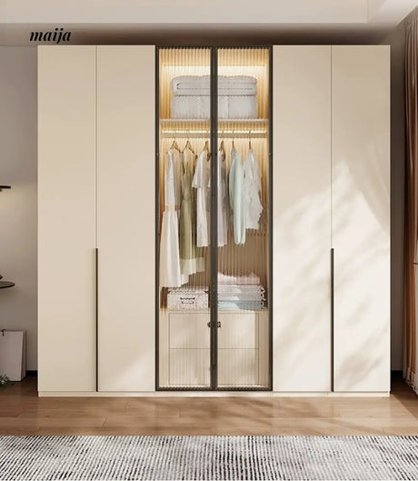 MEIHOUSE Cream Bedroom Wardrobe Flat Door Storage Cabinet from MEIHOUSE