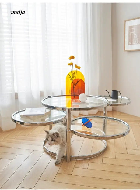 LOWERLEFT Rotating Glass Tea Table from Lower Left