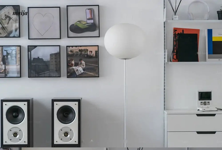 LYNN Danish Modern Glass Ball Floor Lamp from Lynn's Lamp