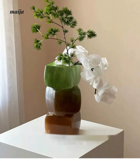 GUIFOU Square Glazed Green Vase from GUIFOU
