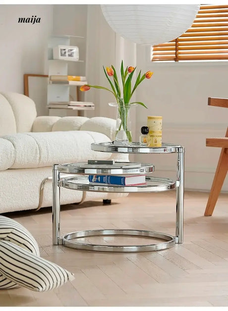LOWERLEFT Rotating Glass Tea Table from Lower Left
