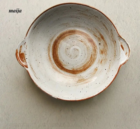 JOTO Six Color Rough Pottery Soup Bowl Handmade Retro Glazed from JOTO