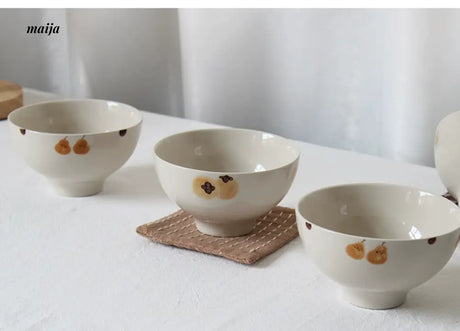 KAWATANI Japanese Ceramic Persimmon Gray Rice Bowl from kawatani