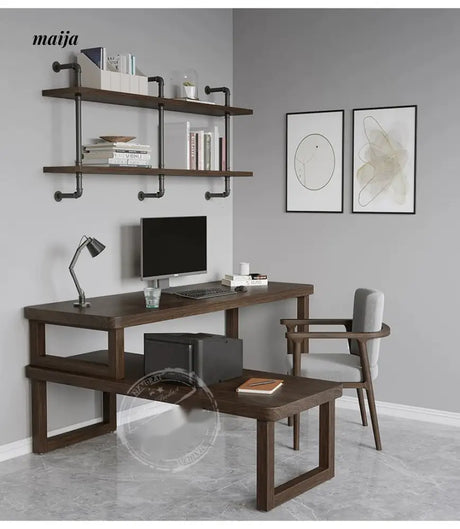 SUNX Nordic Solid Wood Corner Desk from SUNX