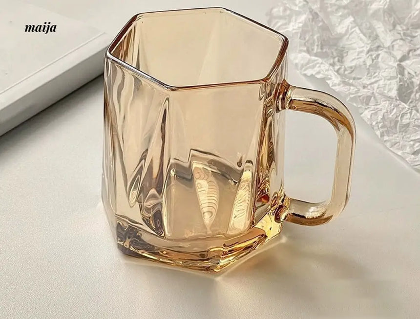 BANKE Diamond Hexagonal Transparent Coffee Glass Cup from BANKE