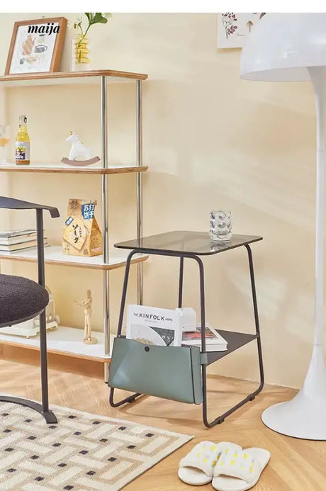 MIKA Mini Glass Metal Bedside Table from MIKA