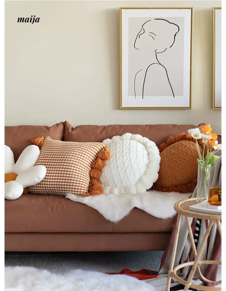 MISTYWOOD Orange Weaved Sofa Pillow from MISTYWOOD