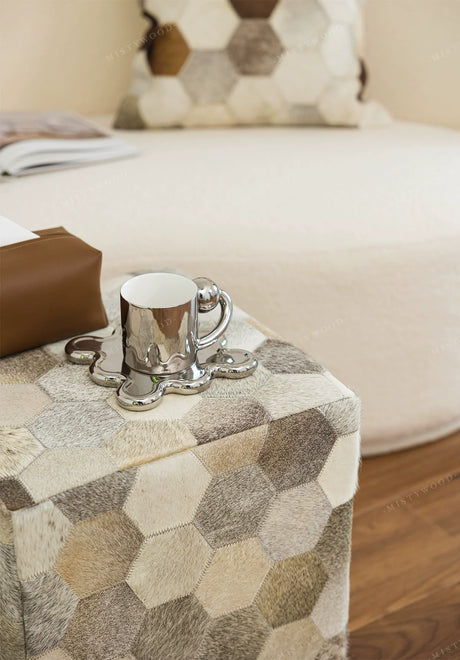 MISTYWOOD Hexagonal Cow Silk Makeup Stool from MISTYWOOD