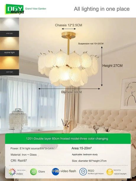 GVG Crystal Scallop Shell Ceiling Lamp from Kaiyashi