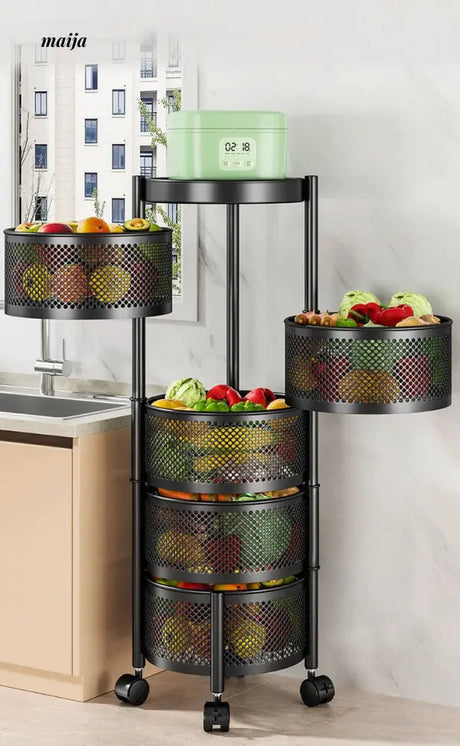 Kitchen Rotating Multifunctional Storage Trolley from maija