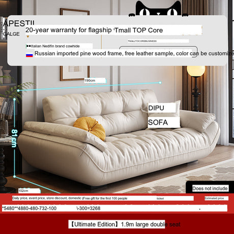 DIPU Cassius Minimalist Cream Leather Sofa from DIPU