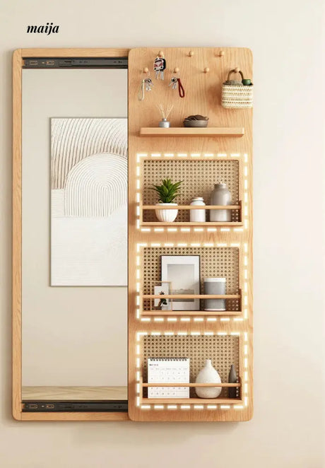 ALING Slideable Solid Wood Rack Plus Full Length Mirror from maija