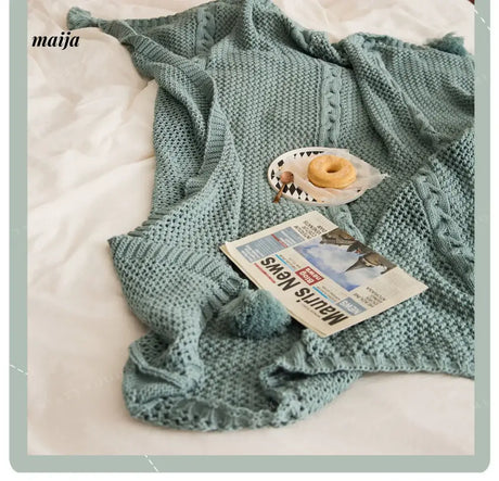 MISTYWOOD Knitted Cushion with Blanket Stripes from MISTYWOOD