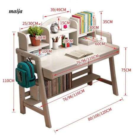 Luna Nordic Solid Wood Desk with Bookshelf from maija