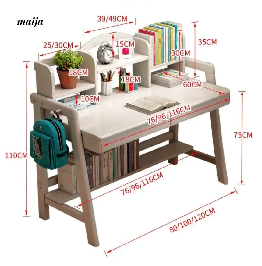 Luna Nordic Solid Wood Desk with Bookshelf from maija