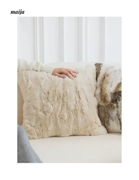 MISTYWOOD Red Rabbit Fur Cushion from maija