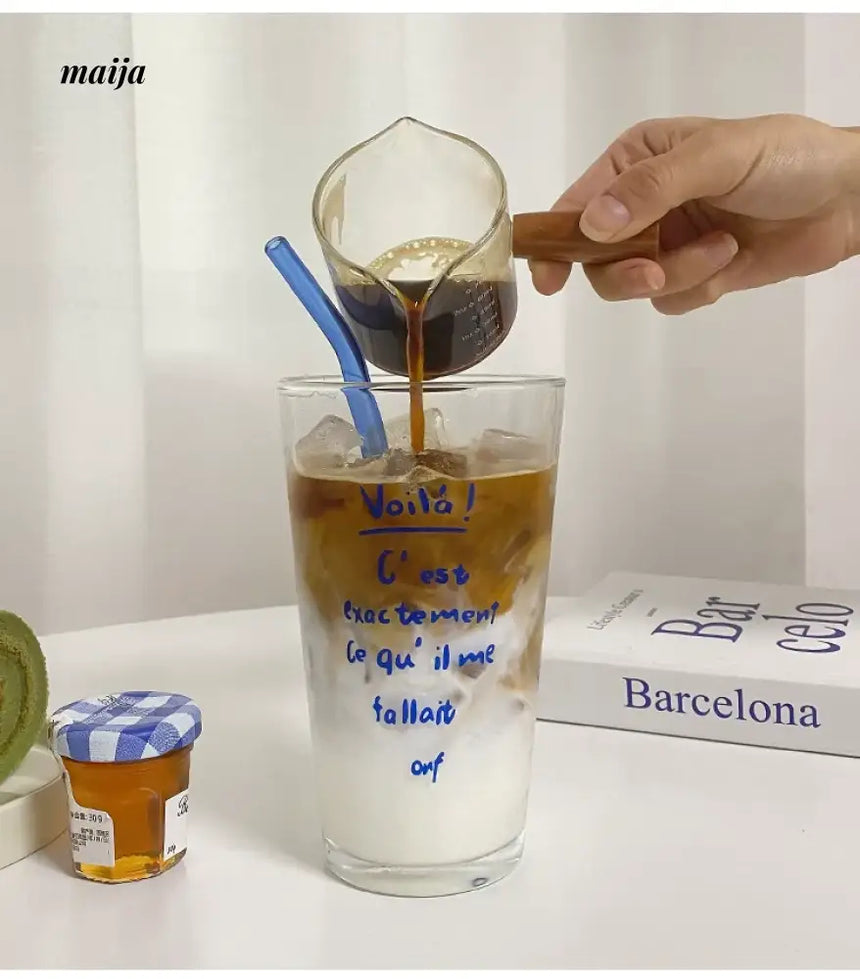 BANKE Alphabet Printed Glass Milk Tea Straw Cup from BANKE