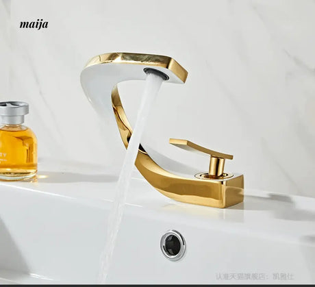 Creative Curve Copper Basin Faucet from Kaiyashi