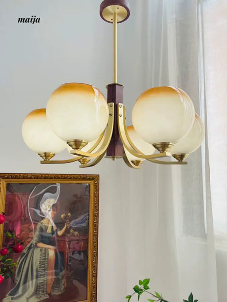 NANCY French Copper Walnut Chandelier Art Design from NANCY