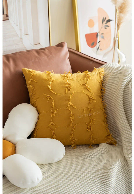 MISTYWOOD Yellow Daisy Pillow with Round Case from MISTYWOOD