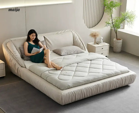 Alastair Minimalistic Leather Bed from maija