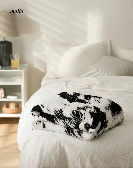 MISTYWOOD Velvet Black and White Blanket from maija