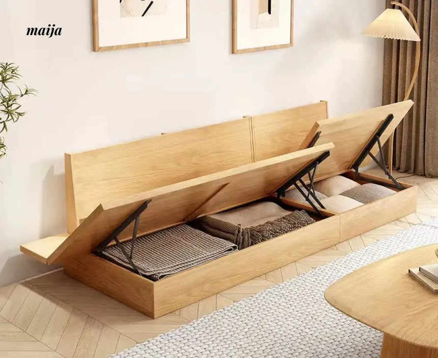 Japanese Style Solid Wood Modular Sofa with Storage from maija