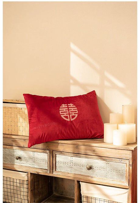 MISTYWOOD Festive Red Wedding Pillow for Living Room from MISTYWOOD