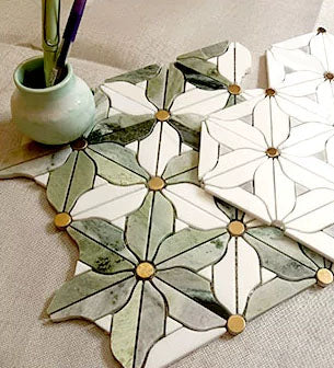 Emerald Mosaic Marble Tiles from maija