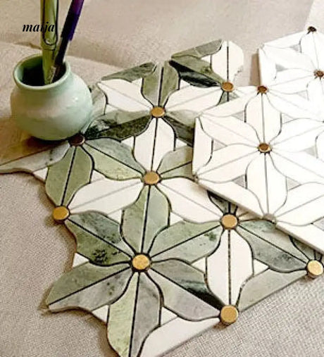 Emerald Mosaic Marble Tiles from LIZARD KING