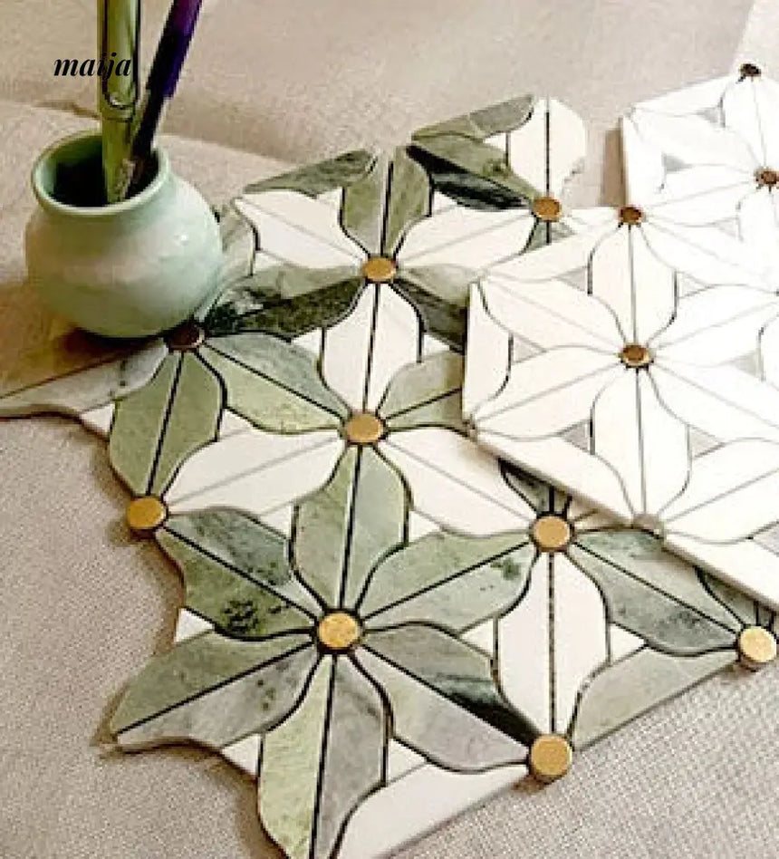Emerald Mosaic Marble Tiles from LIZARD KING