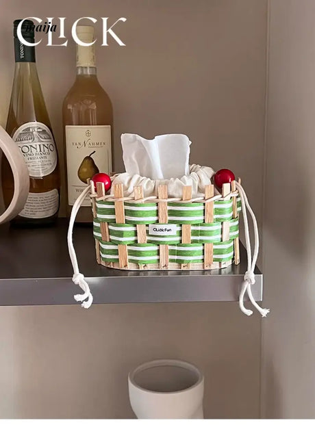 CLICK Colorful Woven Tissue Storage Basket with Drawstring from CLICK