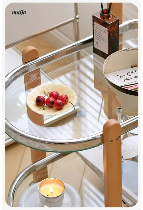 LOWERLEFT Wooden Glass Swivel Cart from Lower Left